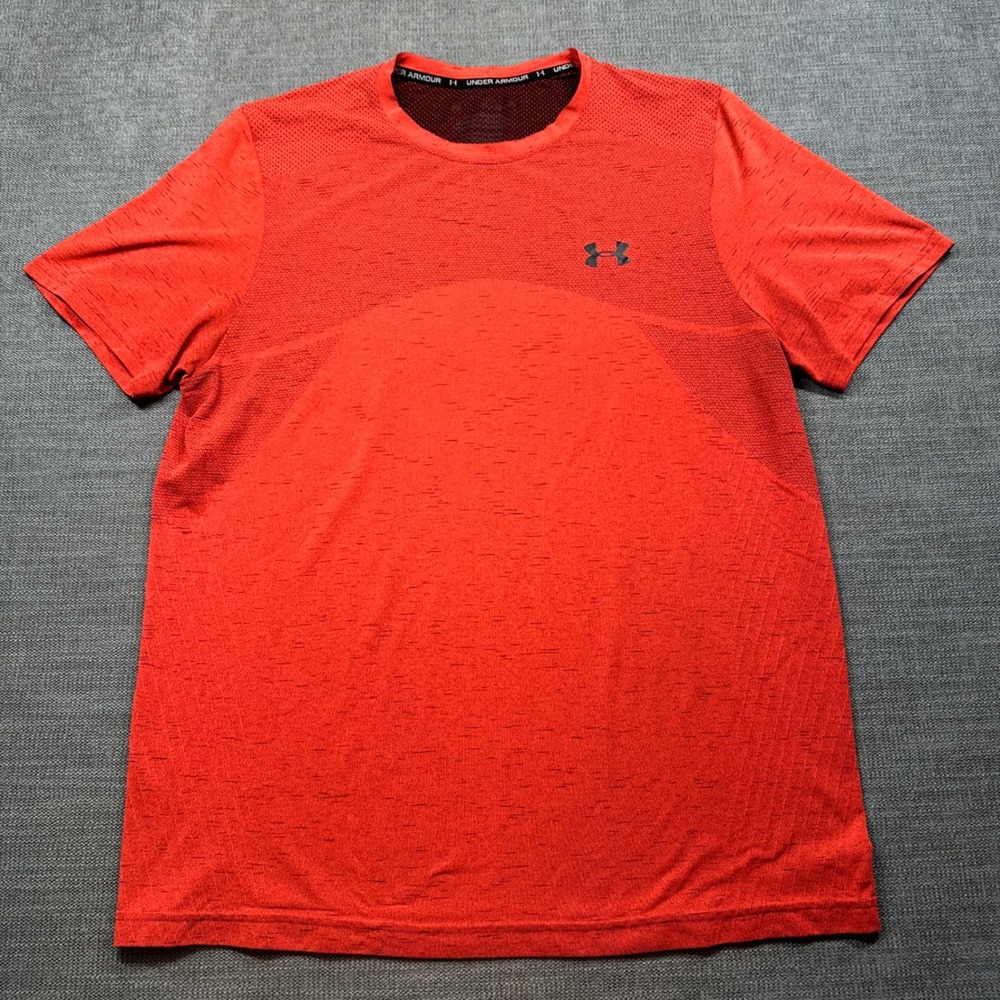 Under Armour Seamless Training Shirt Mens XL Red Heather Short Sleeve